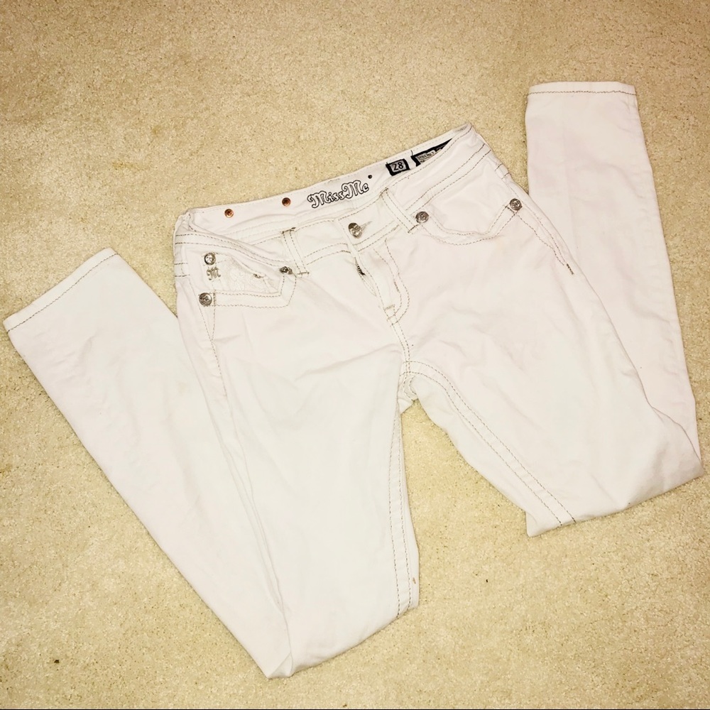 Bedazzled White Miss Me Jeans